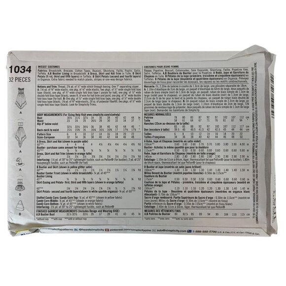 Simplicity 1034 Amy Brown Fantasy Costume Sewing Pattern 2015 Womens 14-22 UNCUT - Picture 2 of 3